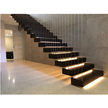 Modern Invisible Stringer High Quality Timber With Led Floating Staircase