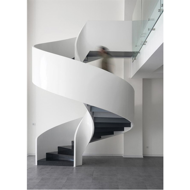 Commercial Indoor Solid Wood Staircase Designs Stainless Steel Curved Stairs